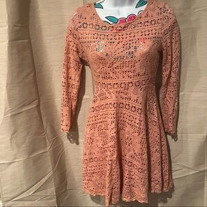 FP Beach Coral Pink Lace Dress with Slip